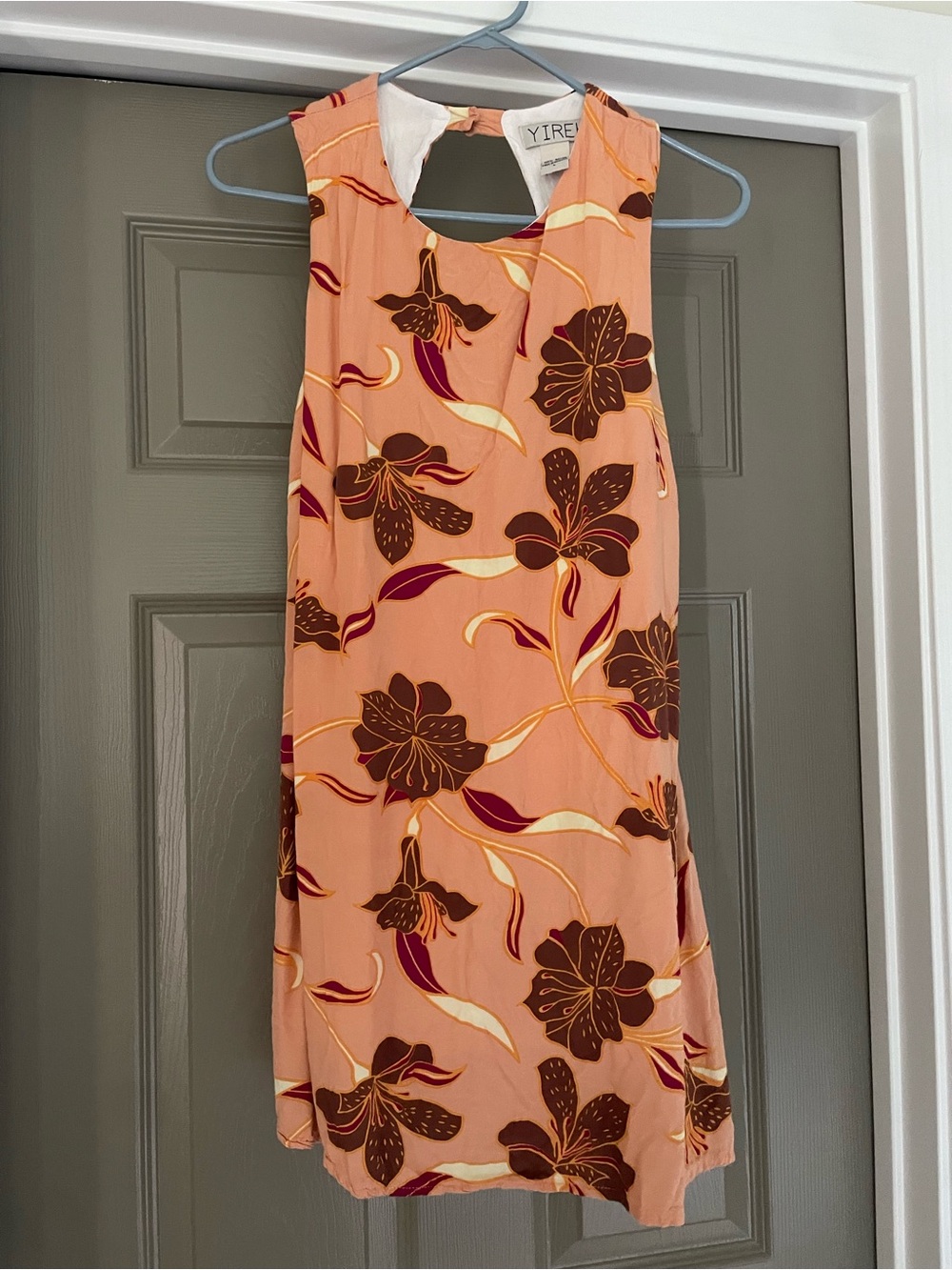 Yireh Peach Floral Sleeveless Mini Dress